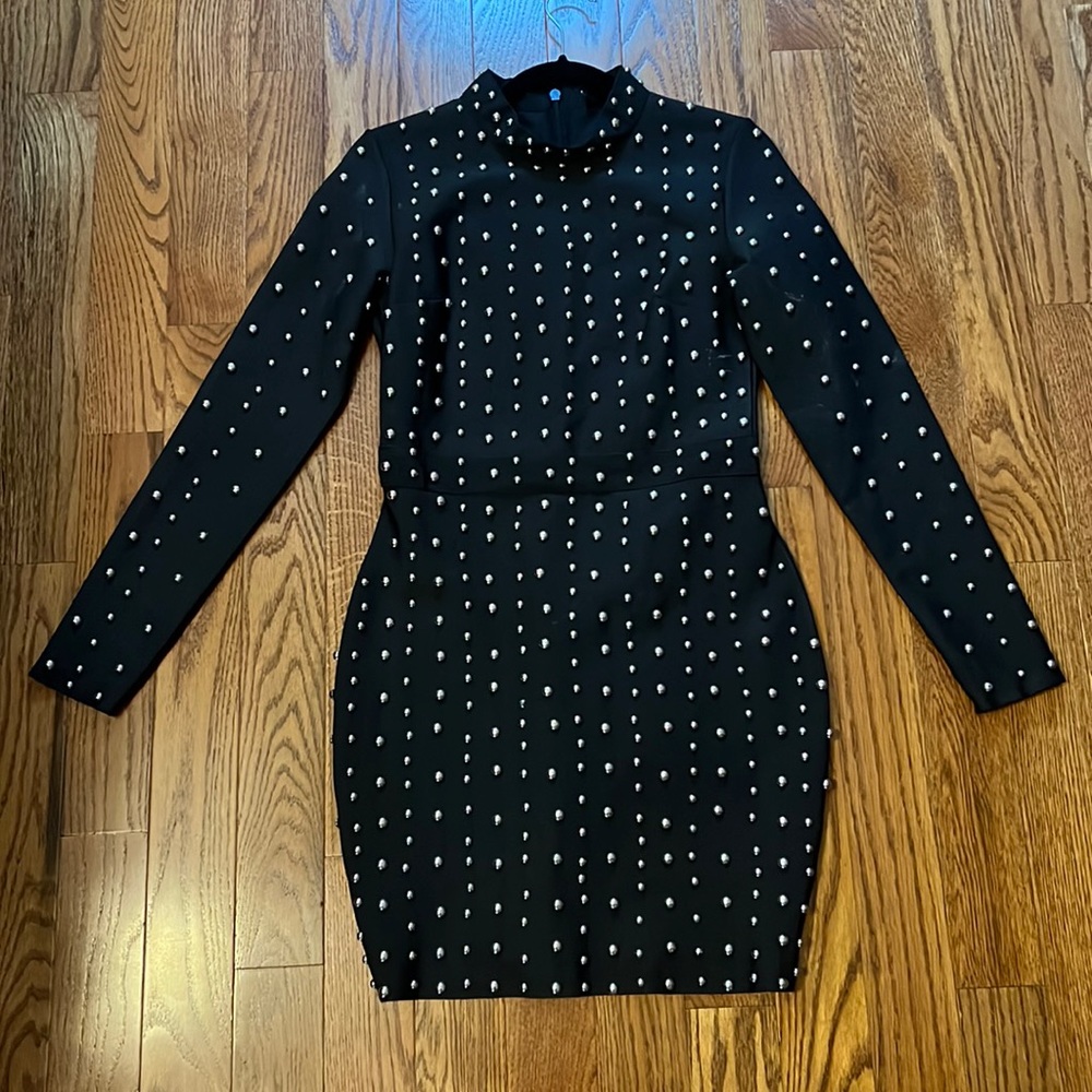 Black studded bodycon dress